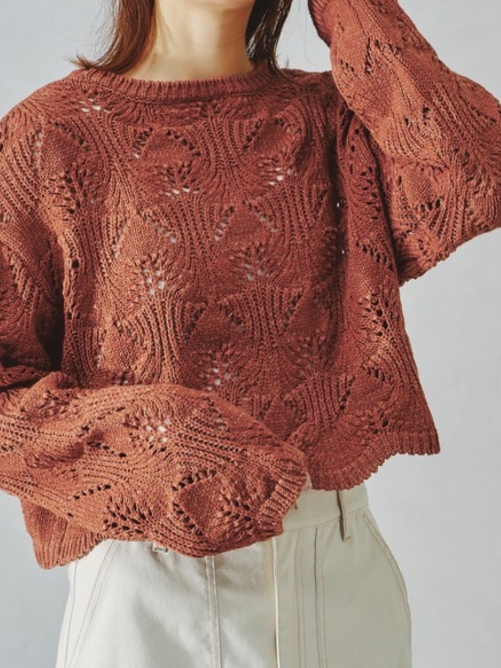 NWT APRICOT Brown Crop Sweater SUPER CUTE